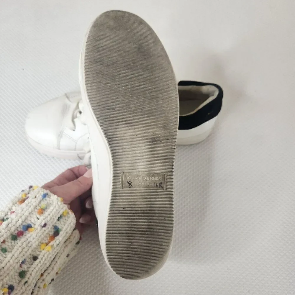 Kurt Geiger London Laney Leather Platform Sneakers Womens Size 9 White